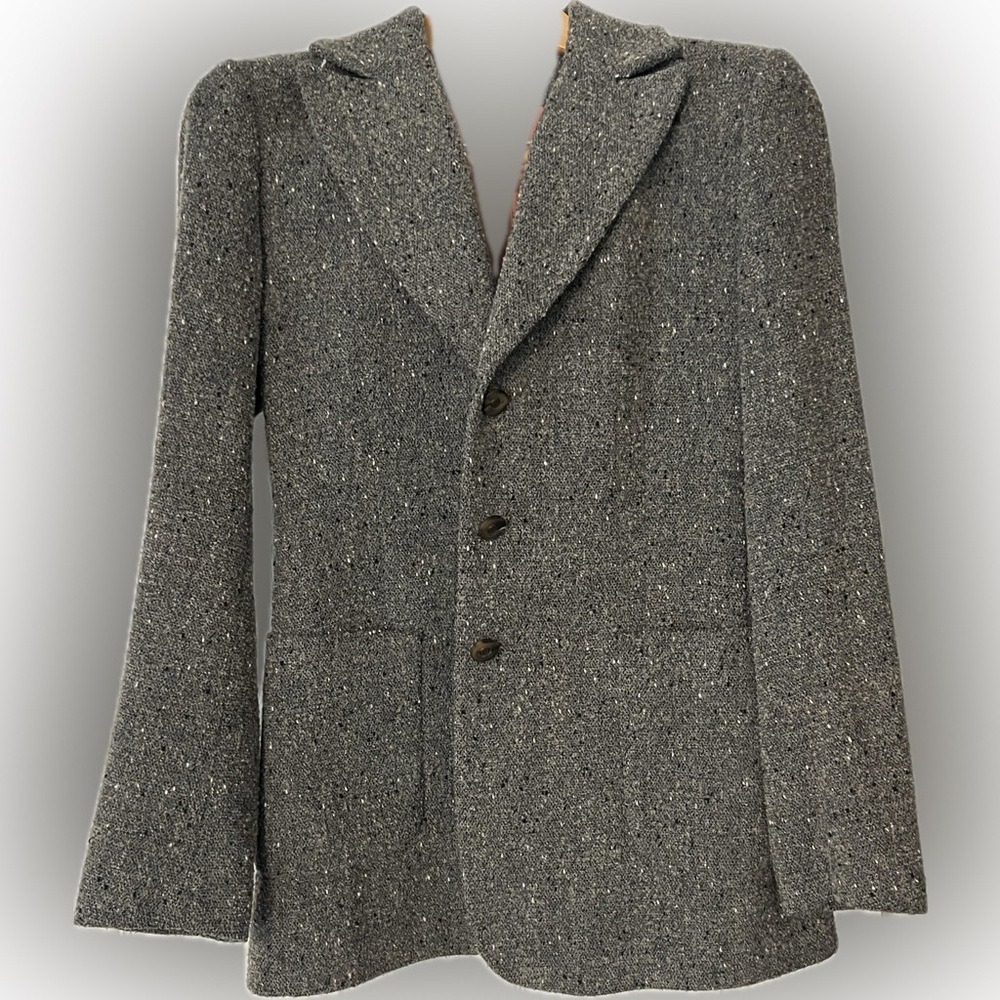 Elegant Charcoal Tweed Women’s Blazer